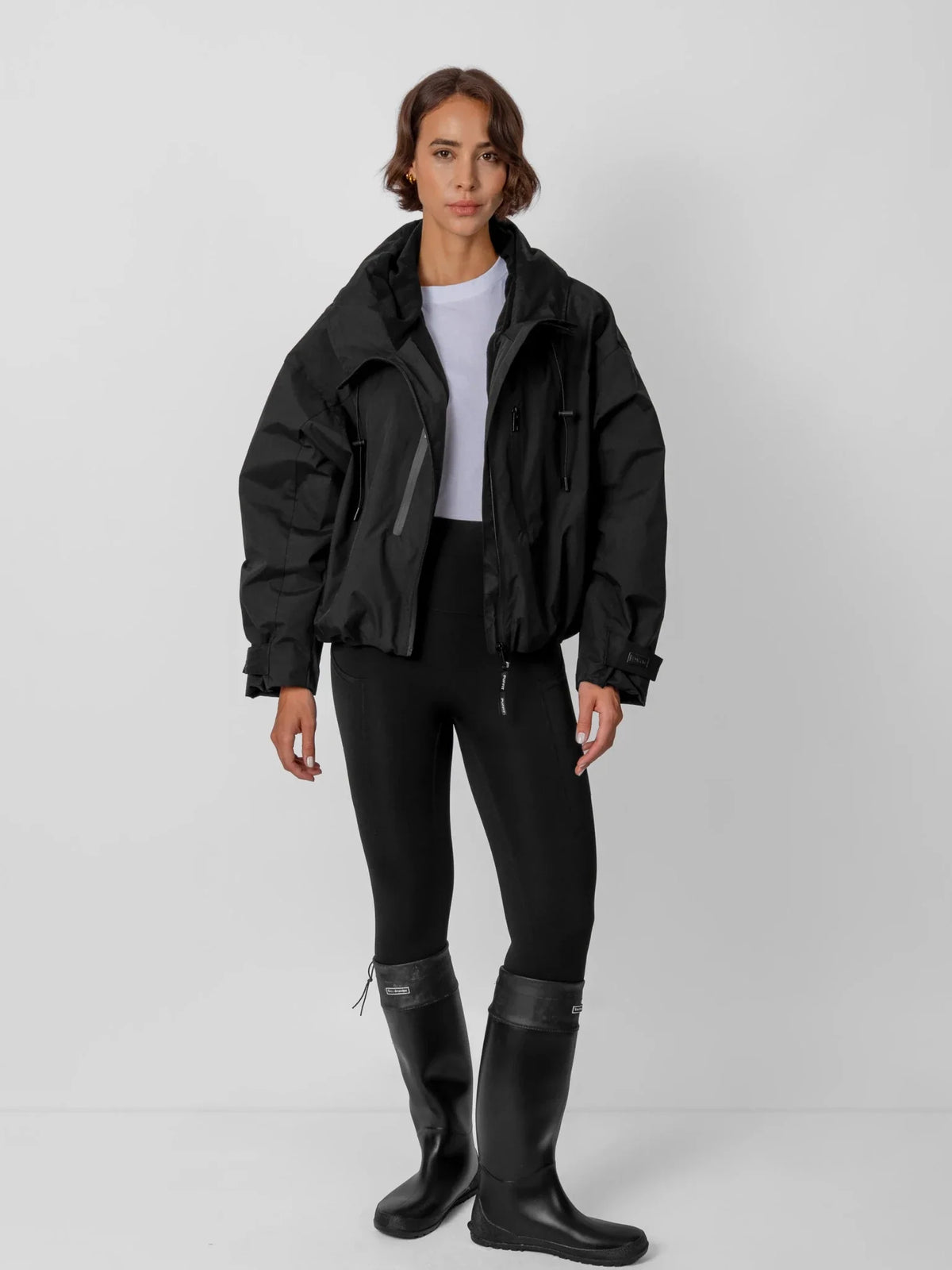 One Size Short Oversized Rain Jacket Black