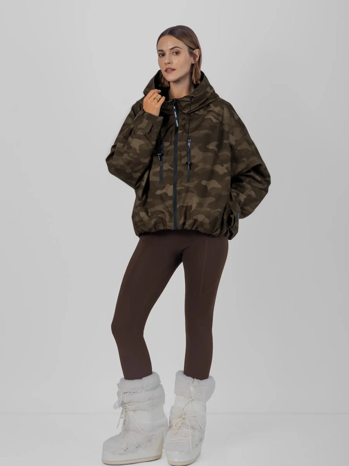 One Size Short Oversized Rain Jacket Brown Camo