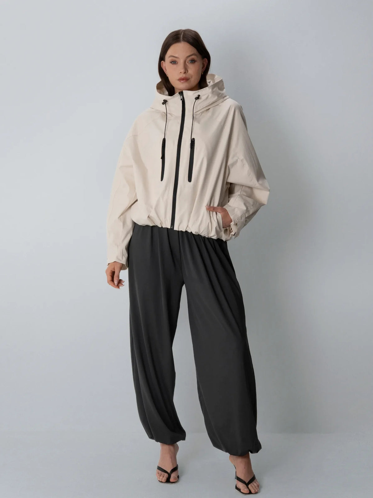 One Size Short Oversized Rain Jacket Matte Pearl