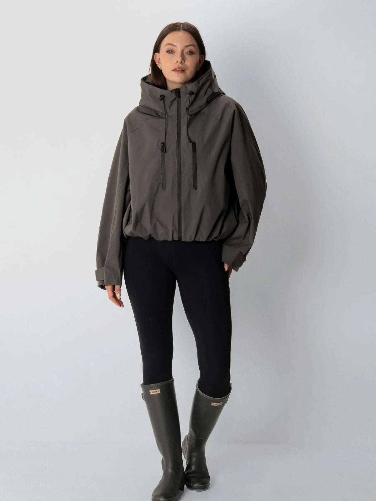 One Size Short Oversized Rain Jacket Charcoal