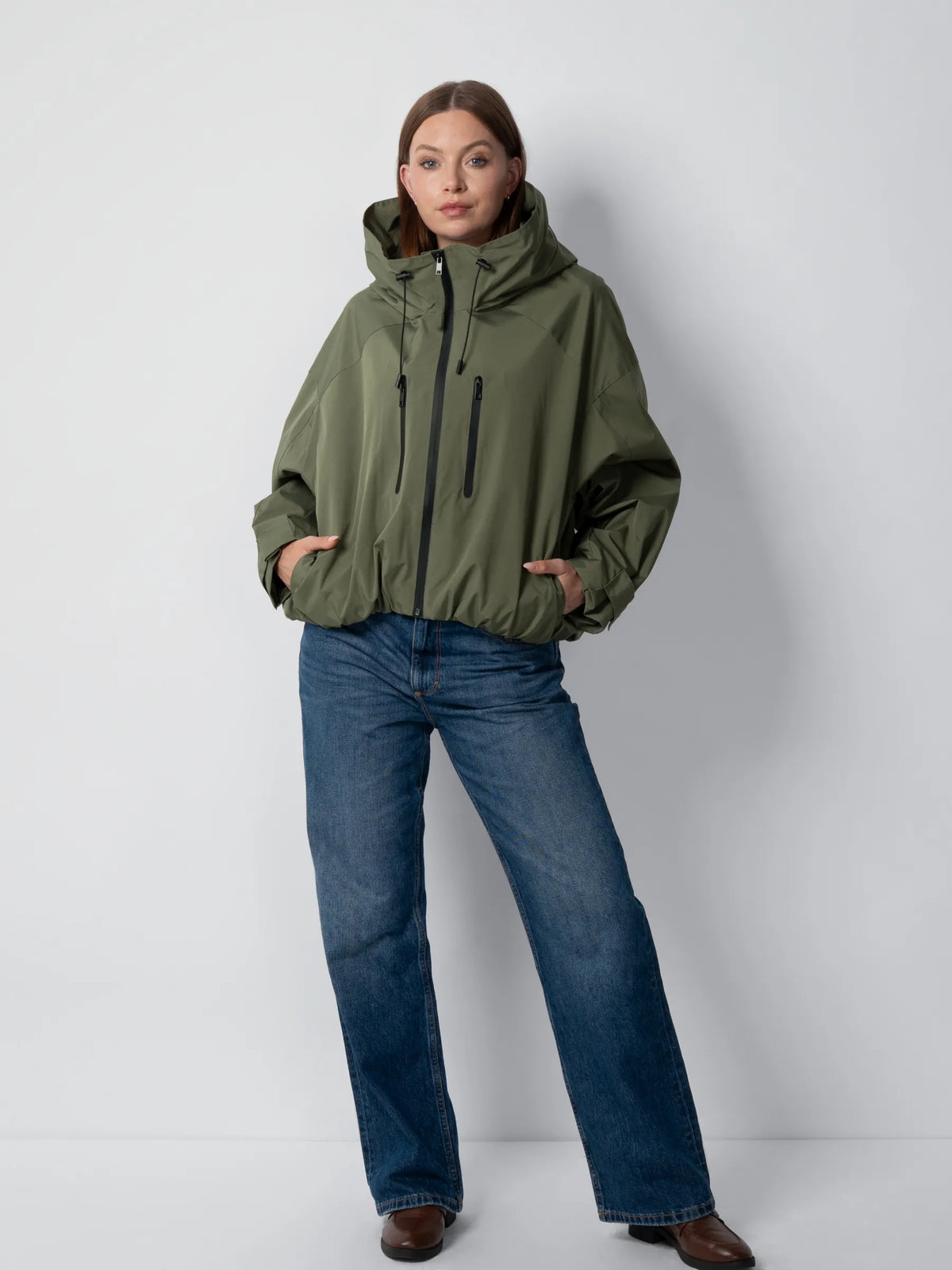 One Size Short Oversized Rain Jacket Army Green